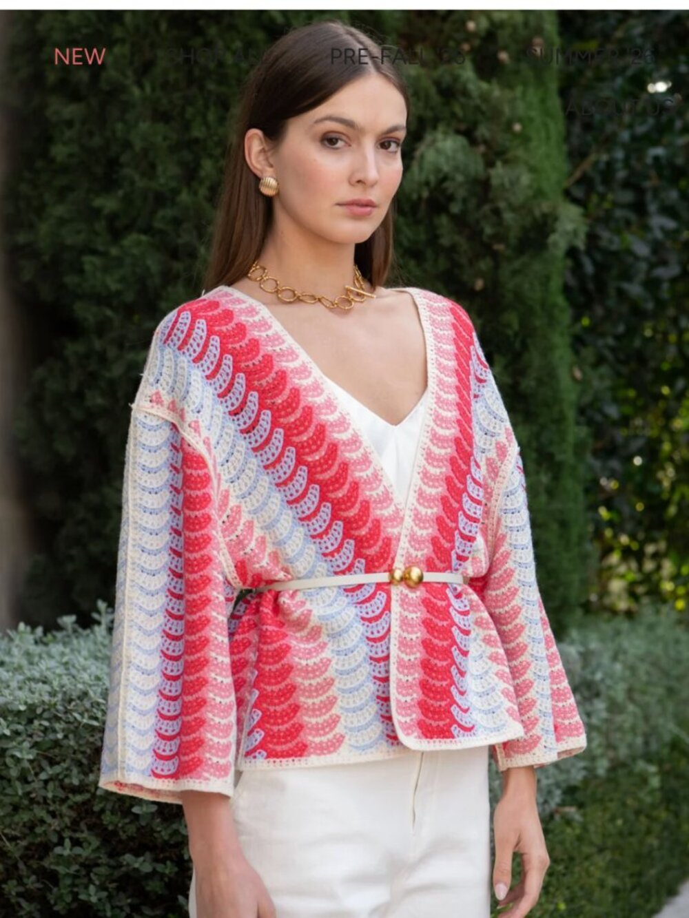 Benaar Eileen Open Front Multi Color Knit Cardigan size Small. NWT